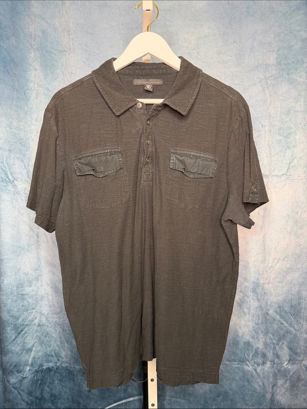 Kenneth Cole Short-Sleeve Polo in Charcoal Size XL